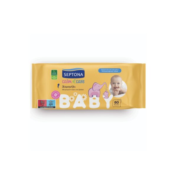 Septona Calm n  Care Baby Wipes Chamomille Απαλά Μωρομάντηλα με Χαμομήλι, 80τεμ