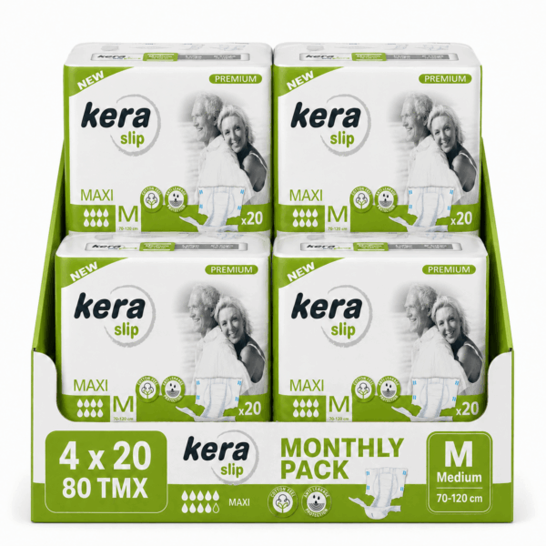 Πανες ακρατειας Kera Slip Μedium Maxi Monthly Pack 80 τεμαχιων (4×20)