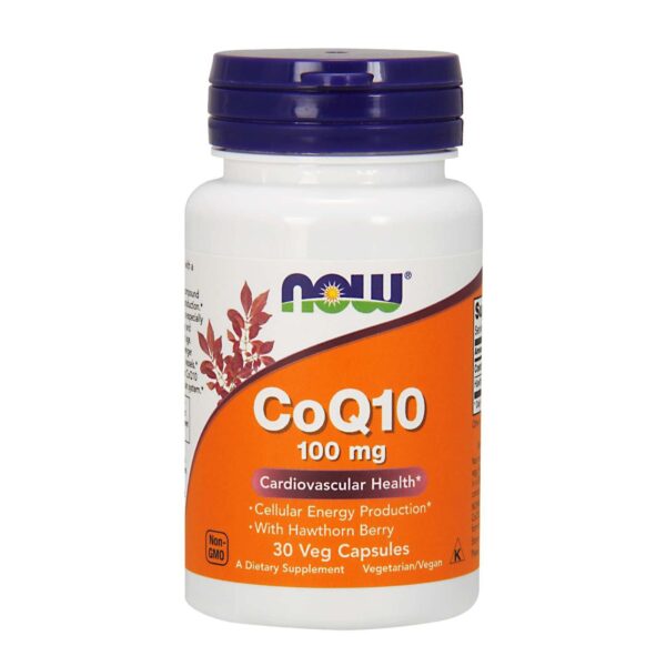 Now Foods CoQ10 100mg with Hawthorn Berry χωρίς Γλουτένη 30 φυτικές κάψουλες