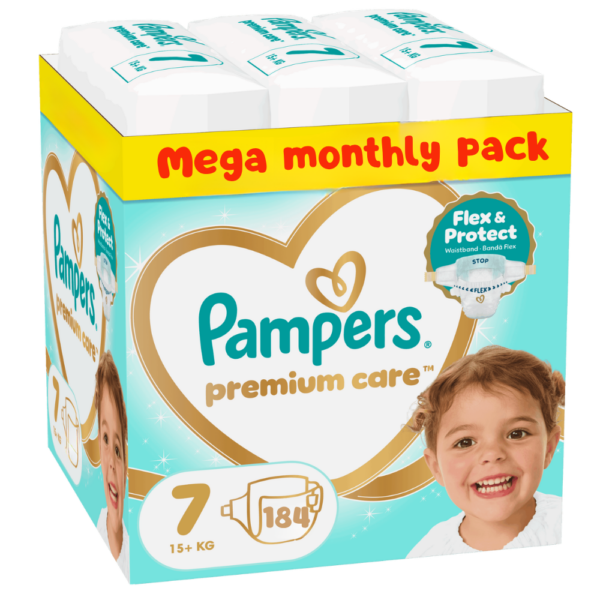 Pampers Premium Care Mega Monthly Pack No7 (15+ kg) 184 τεμ.