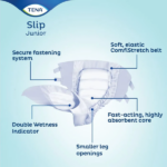 TENA Slip Junior πανες ακρατειας για παιδια (50-60cm) - πακετο των 32 τμχ - 700ml απορροφηση - Image 2