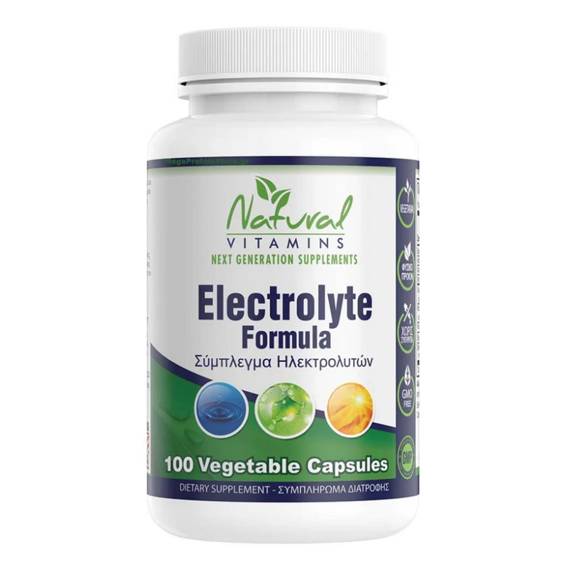 Natural Vitamins Electrolyte Formula Natural 100 φυτικές κάψουλες Natural Vitamins Electrolyte Formula Natural 100 φυτικές κάψουλες - Image 1