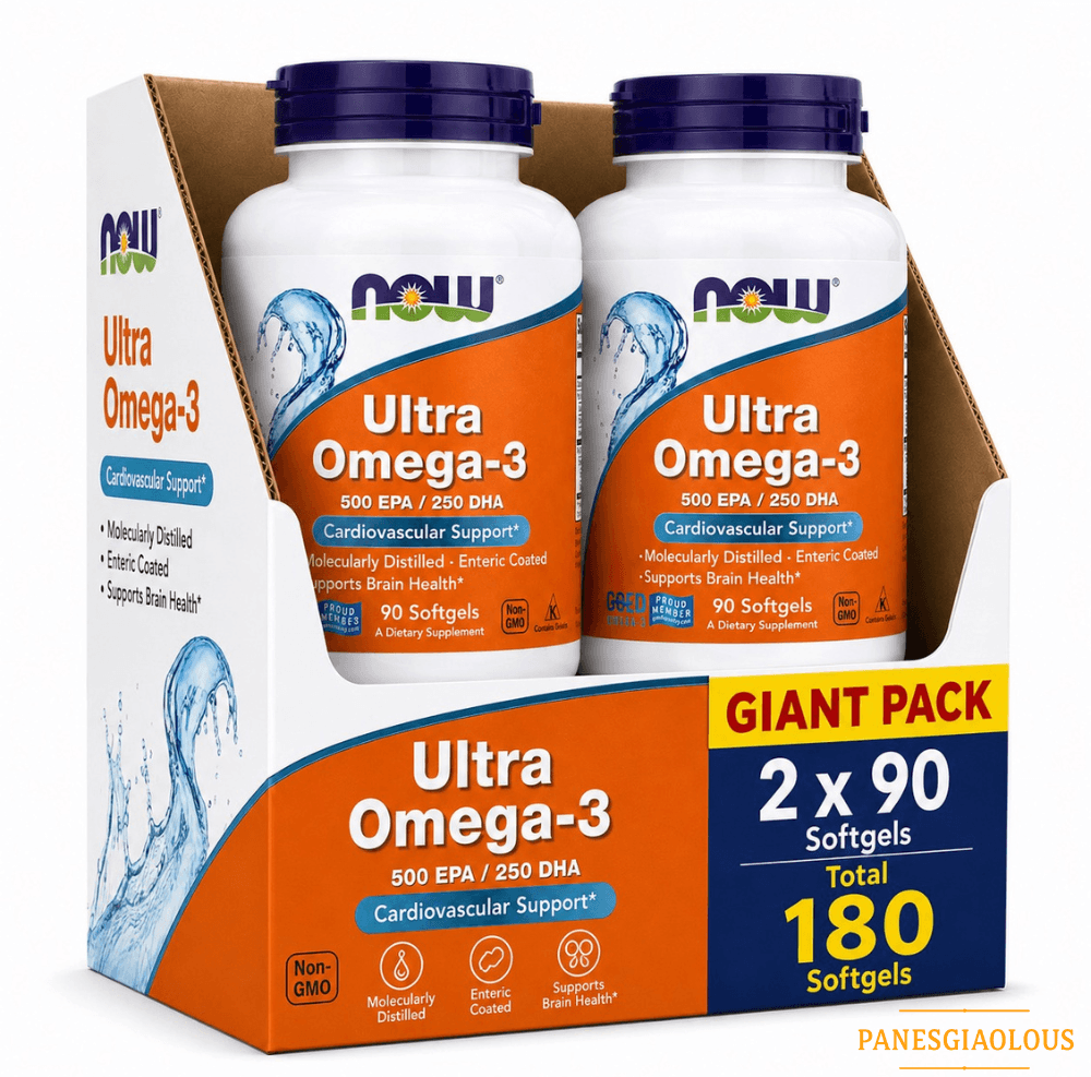 Now Foods Ultra Omega 3 Ιχθυέλαιο 1000mg Giant Pack 180 μαλακές κάψουλες Now Foods Ultra Omega 3 Ιχθυέλαιο 1000mg Giant Pack 180 μαλακές κάψουλες - Image 1