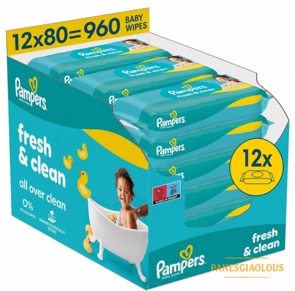 Pampers μωρομαντηλα Fresh Monthy Pack 12χ80τμχ