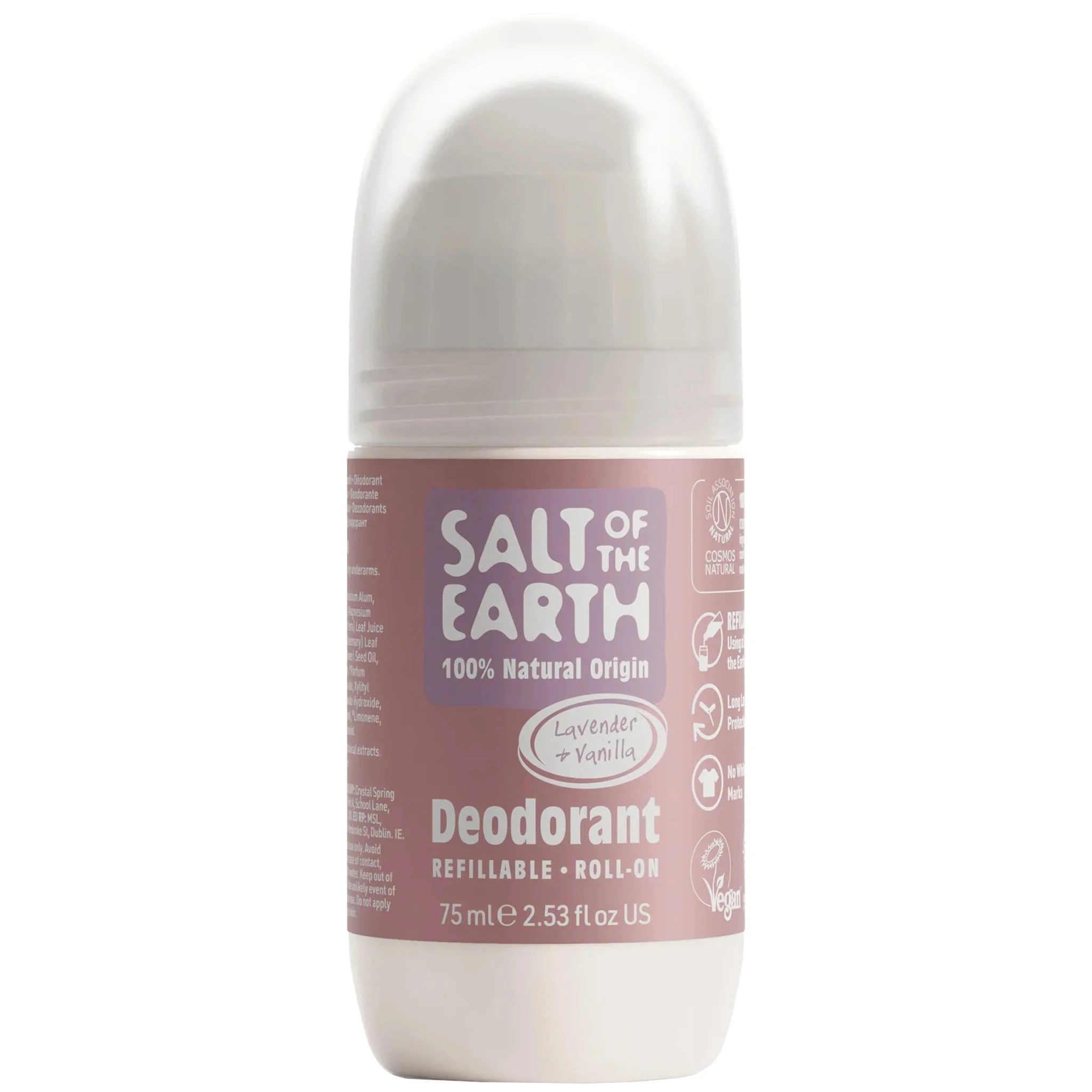 Salt of the Earth, Vegan Αποσμητικό, Επαναγεμιζόμενο Roll-On 75ml, Lavender:Vanilla Salt of the Earth, Vegan Αποσμητικό, Επαναγεμιζόμενο Roll-On 75ml, Lavender/Vanilla - Image 1
