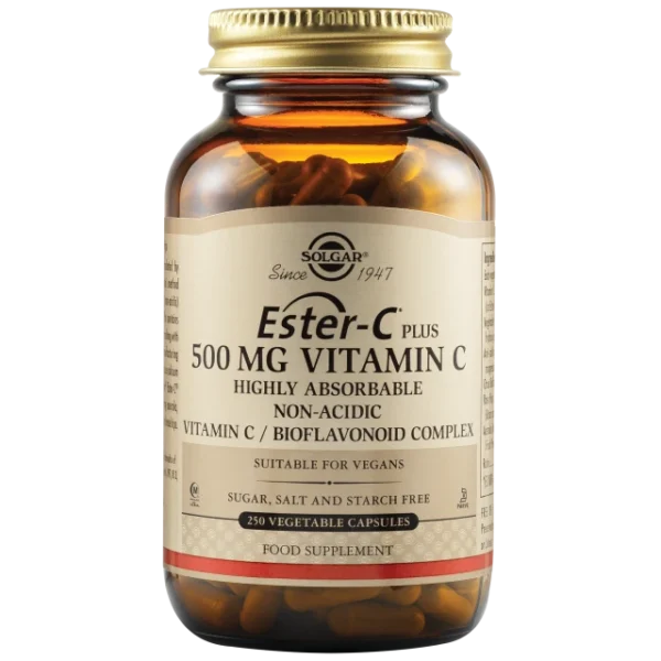 Solgar Ester-C Plus Βιταμίνη για Ενίσχυση του Ανοσοποιητικού, τo Δέρμα Αντιοξειδωτική δράση 500mg 250 φυτικές κάψουλες