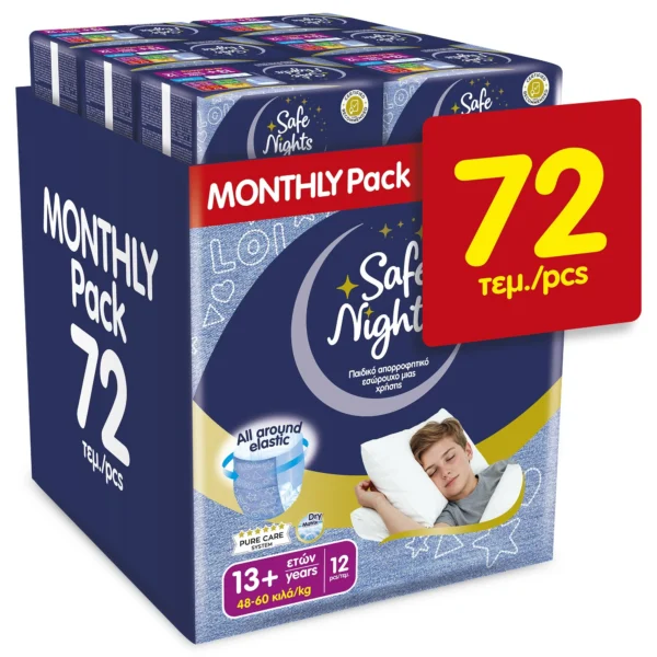Babylino Safe Nights για Αγόρια Monthly Pack (48–60 kg) 72 τεμ.