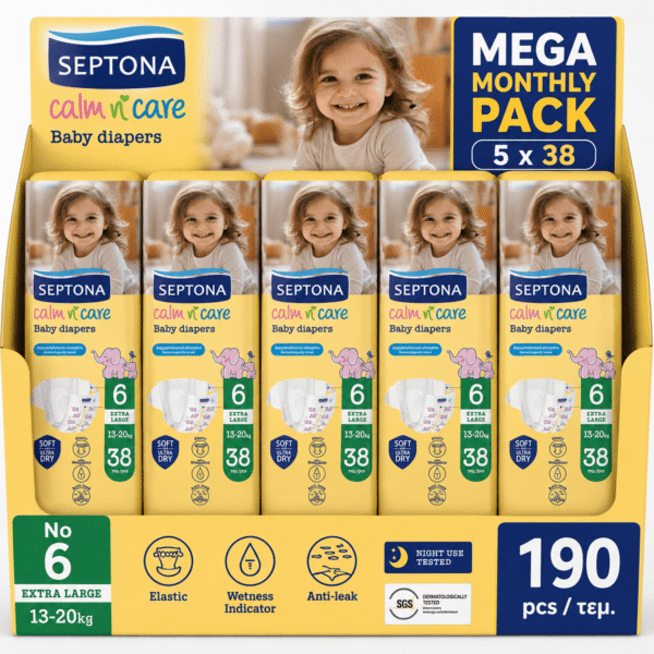 Septona Calm n’ Care Mega Monthly Pack No6 (13–20 kg) 190 τεμ.