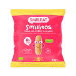 Smileat, Snack Καλαμποκιού Smilitos, με Φρούτα, Βιολογικής Προέλευσης με Έξτρα Παρθένο Ελαιόλαδο, Φράουλα- Μπανάνα, Χωρίς Γλουτένη, 25gr