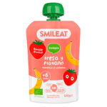 Smileat, Πουρές Φρούτων σε Pouch Βιολογικής Προέλευσης, Μπανάνα-Φράουλα, Χωρίς Γλουτένη, 100gr