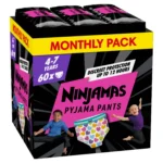 Πάνες Pampers Ninjamas Pyjama Night Pants Monthly Pack 60 τεμ. για Κορίτσια 4-7 ετών (17-30kg)
