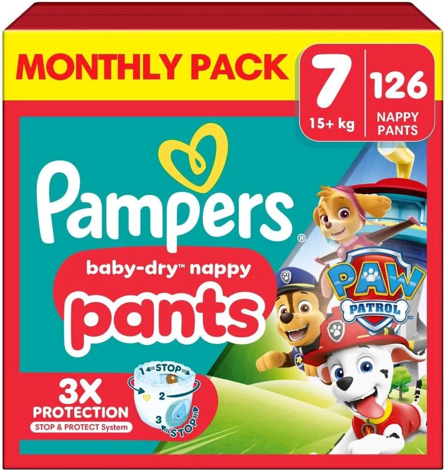 Pampers Baby-Dry Pants Paw Patrol Monthly Pack no7 15+kg 126 τμχ Pampers Baby-Dry Pants Paw Patrol Monthly Pack no7 15+kg 126 τμχ - Image 1