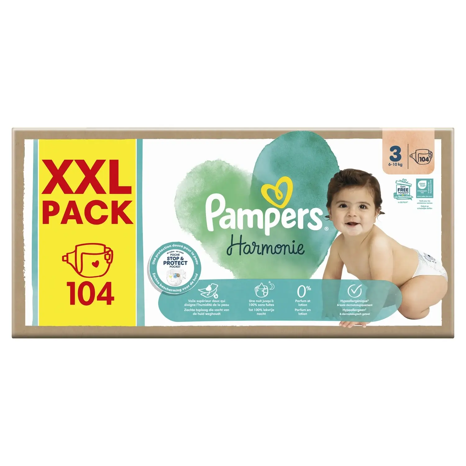 Pampers Harmonie πανες XXL pack no3 6-10kg 104τμχ Pampers Harmonie πανες XXL pack no3 6-10kg 104τμχ - Image 1