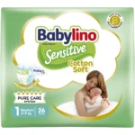Babylino Πάνες με Αυτοκόλλητο Sensitive Cotton Soft No. 1 για 2-5kg 26τμχ
