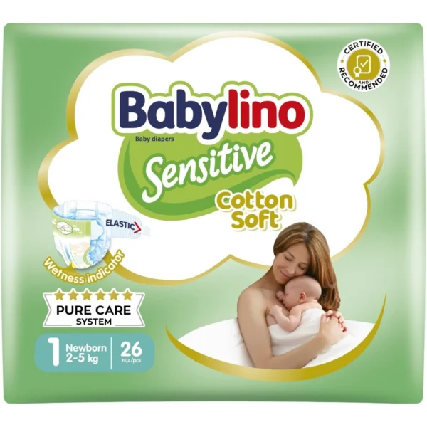 Babylino Sensitive Cotton Soft No1 (2–5 kg) 26 τεμ.