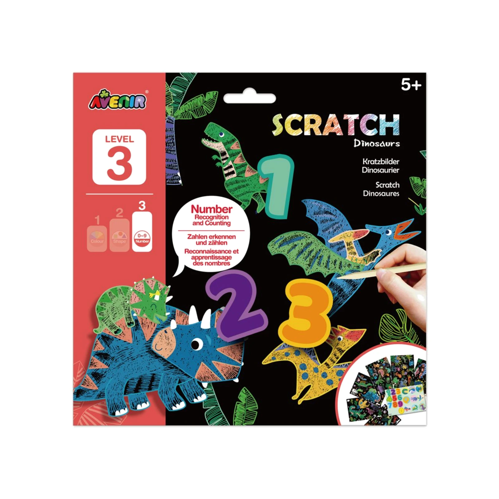 Avenir Scratch Dinosaurs Level 3 Numbers Σετ Χειροτεχνίας Ξυστό με Δεινόσαυρους & Αριθμούς για Παιδιά 5+ Avenir Scratch Dinosaurs Level 3 Numbers Σετ Χειροτεχνίας Ξυστό με Δεινόσαυρους & Αριθμούς για Παιδιά 5+