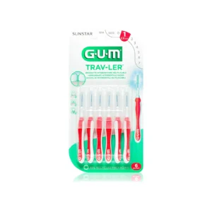 GUM Trav-ler Μεσοδόντια Βουρτσάκια 0.8mm Κόκκινα 6τμχ (1314)