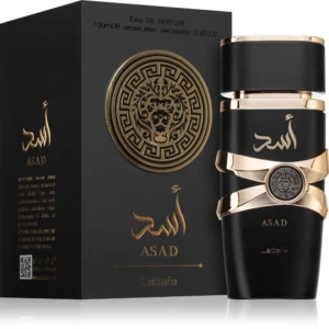 Lattafa Asad Eau de Parfum Ανδρικό Άρωμα με Μαύρο Πιπέρι, Καφέ & Κεχριμπάρι 100ml