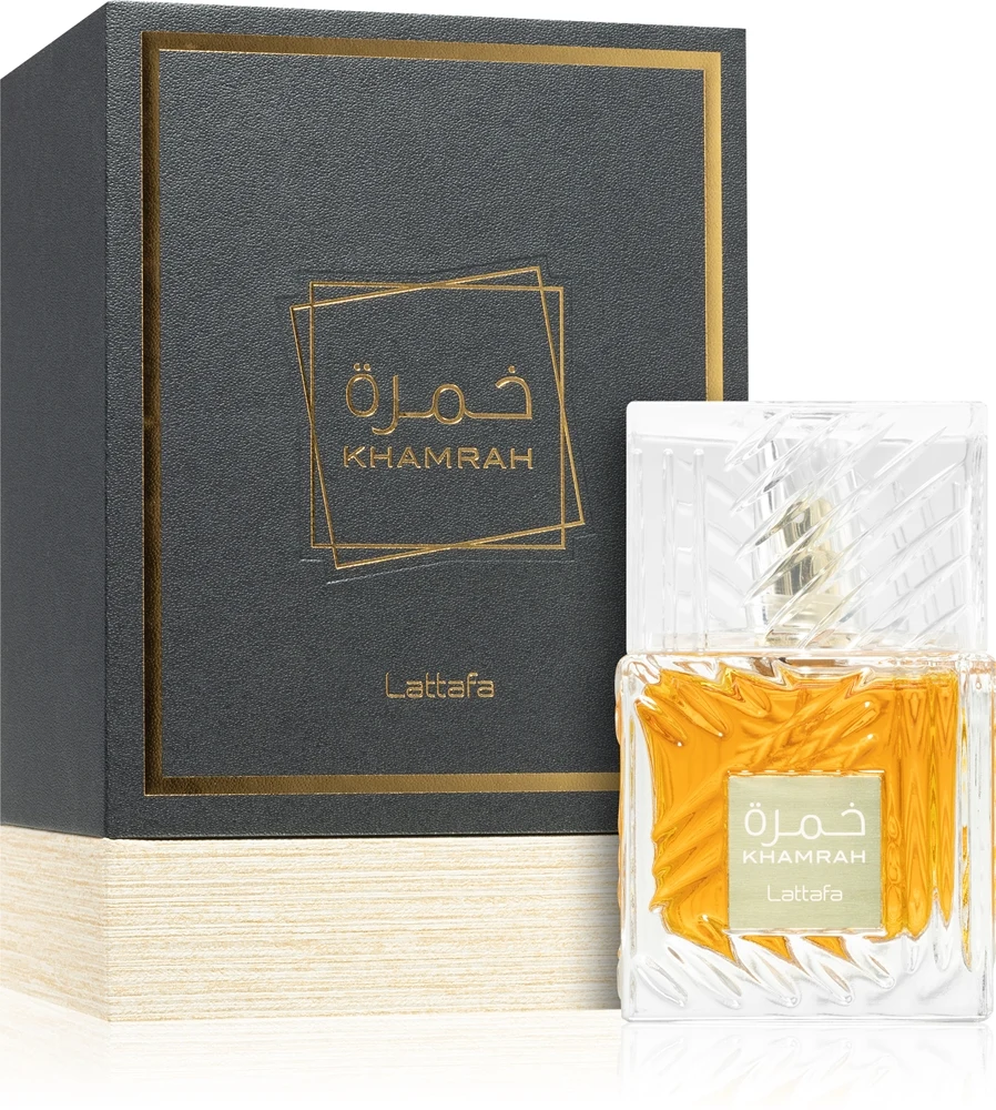 Lattafa Khamrah – το μπουκάλι-καράφα των 100ml με το κουτί του
