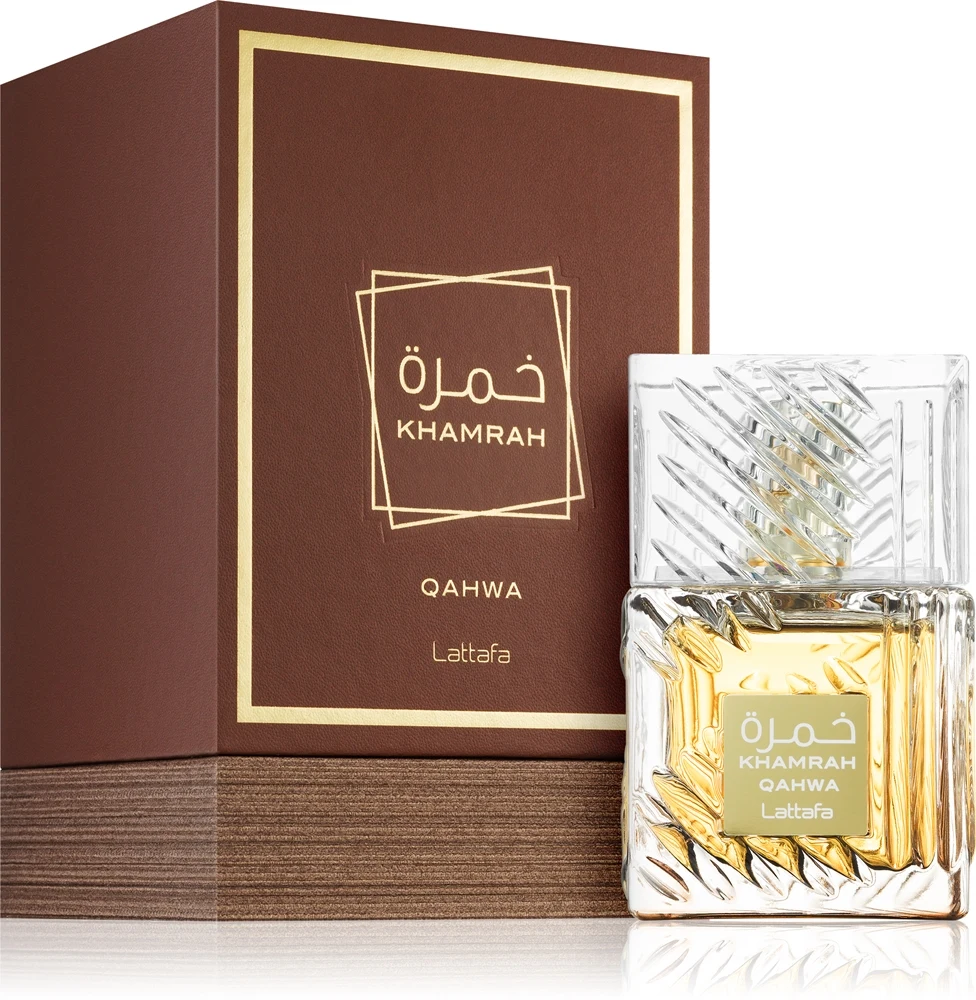 Lattafa Khamrah Qahwa – το μπουκάλι-καράφα των 100ml με το κουτί του