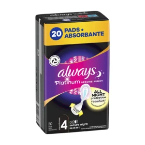 Always Platinum Secure Night Σερβιέτες Νυκτός με Φτερά Μέγεθος 4, 20 Τεμάχια