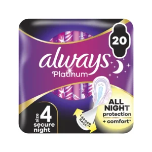 Always Platinum Secure Night Σερβιέτες Νυκτός με Φτερά Μέγεθος 4, 20 Τεμάχια