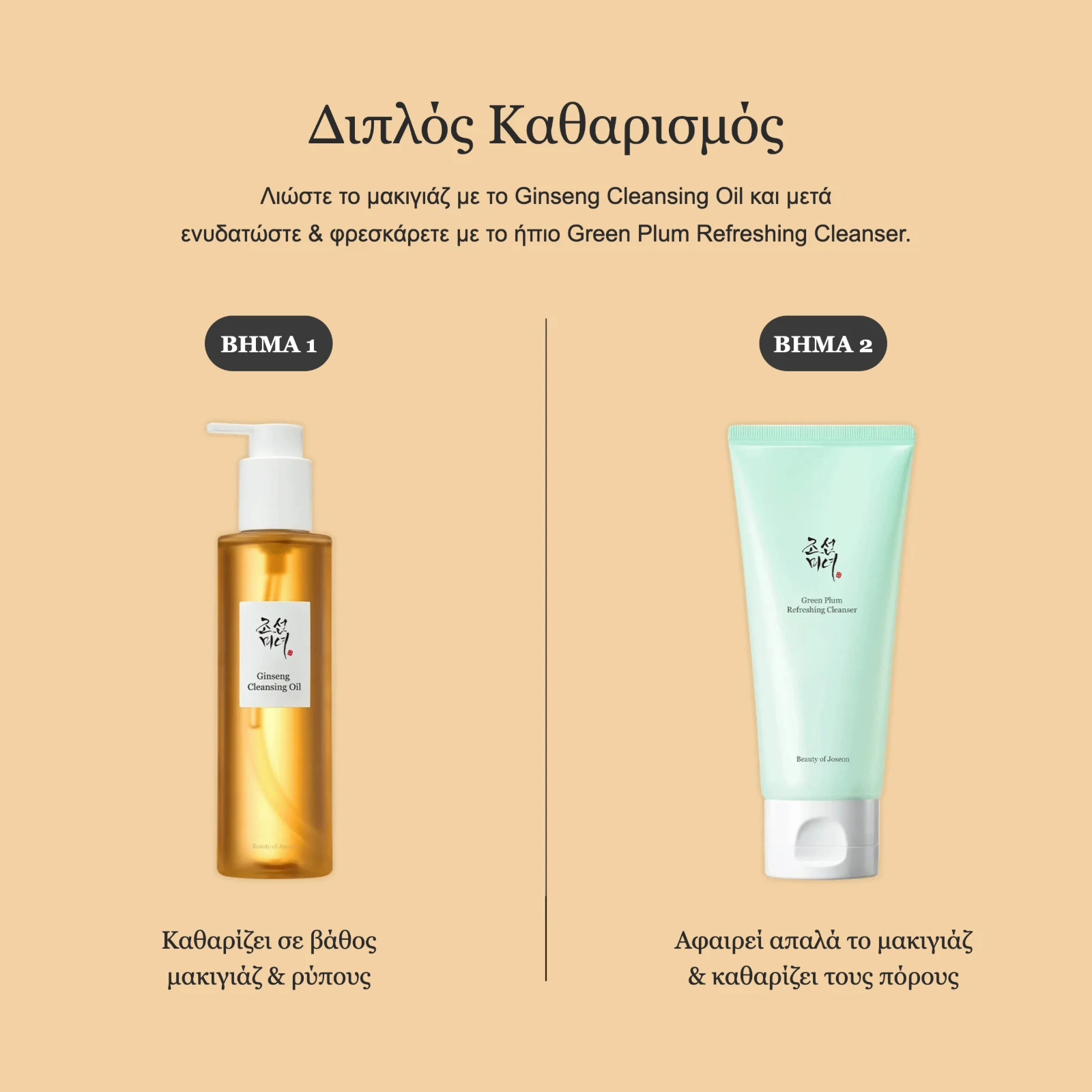 Διπλός καθαρισμός: Ginseng Cleansing Oil και Green Plum Refreshing Cleanser