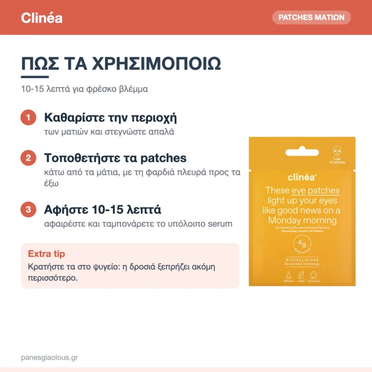 Clinéa Illuminating Patches Ματιών Βιοκυτταρίνης για Λάμψη & Σακούλες 1 ζεύγος – πώς χρησιμοποιούνται