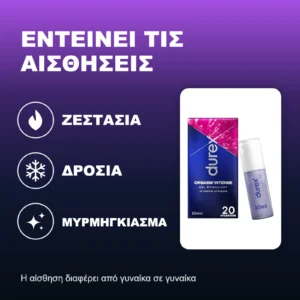 Durex Intense – εντείνει τις αισθήσεις με ζεστασιά, δροσιά και μυρμήγκιασμα