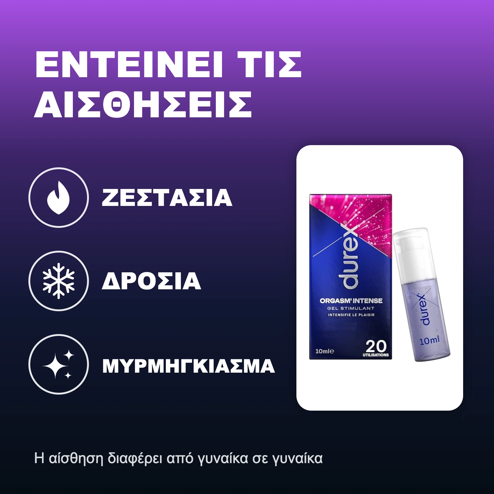 Durex Intense – εντείνει τις αισθήσεις με ζεστασιά, δροσιά και μυρμήγκιασμα