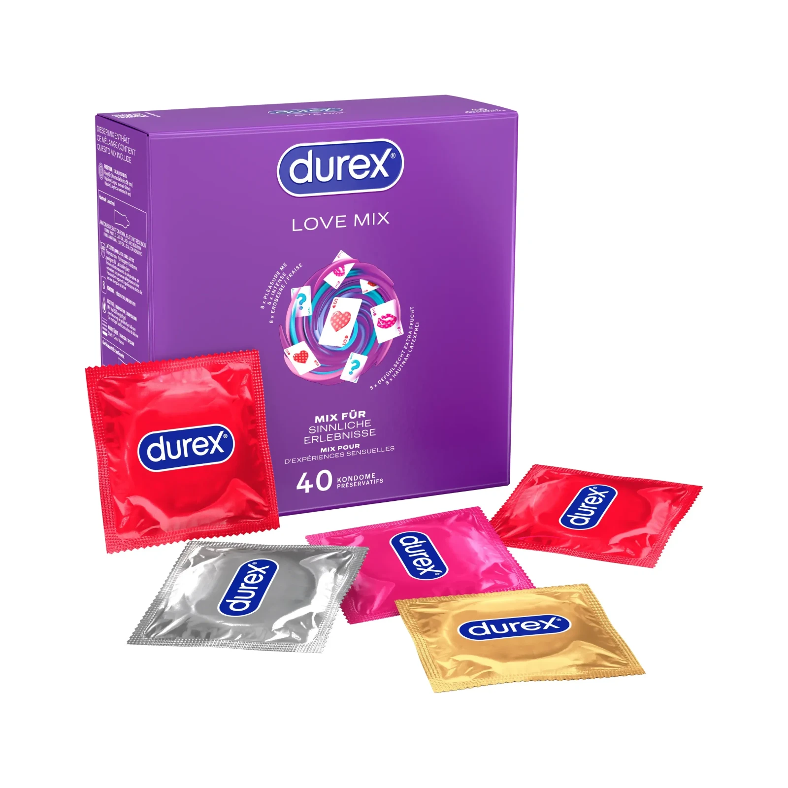 Durex Love Mix 40τμχ – συσκευασία ποικιλίας με 5 τύπους προφυλακτικών