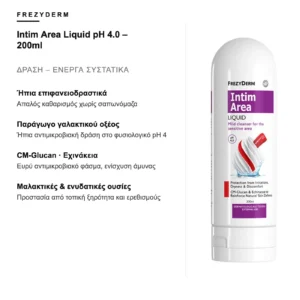 Frezyderm Intim Area Liquid pH 4.0 – 200ml – δράση και ενεργά συστατικά