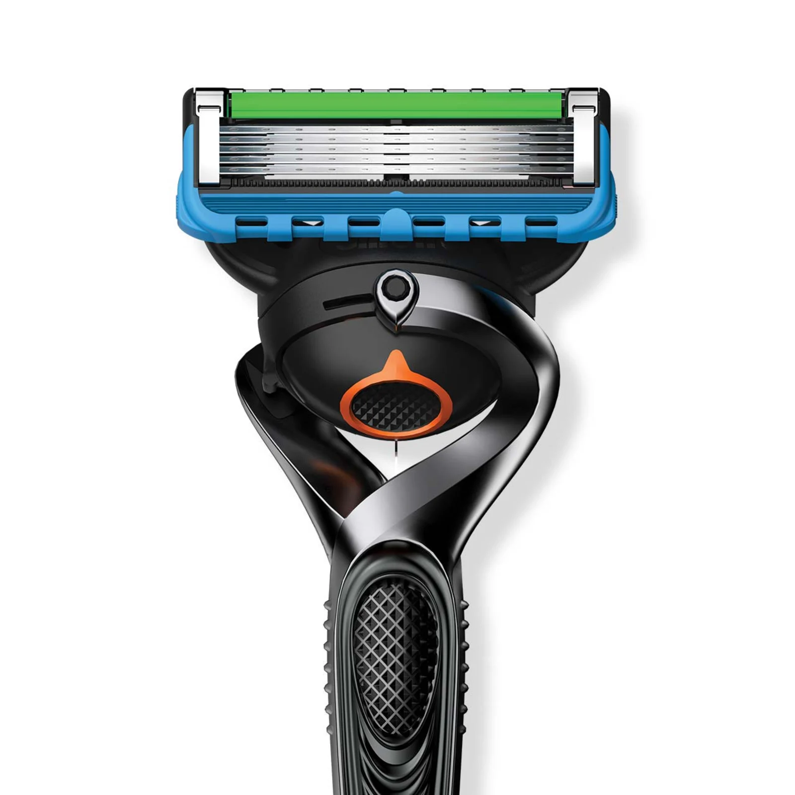 Κοντινό στην κεφαλή ProGlide: 5 λεπίδες, λιπαντική ταινία, μικρο-χτένα και τρίμερ ακριβείας