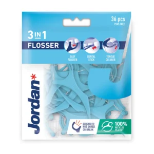 Jordan 3-in-1 Flosser Οδοντικό Νήμα με Λαβή Γαλάζιο 36τμχ