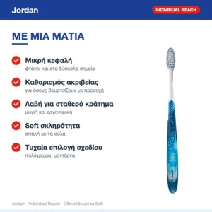 Jordan Individual Reach Οδοντόβουρτσα Soft Πολύχρωμες – με μια ματιά