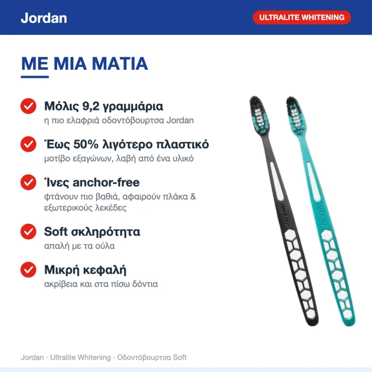 Jordan Ultralite Whitening Οδοντόβουρτσα Soft – με μια ματιά
