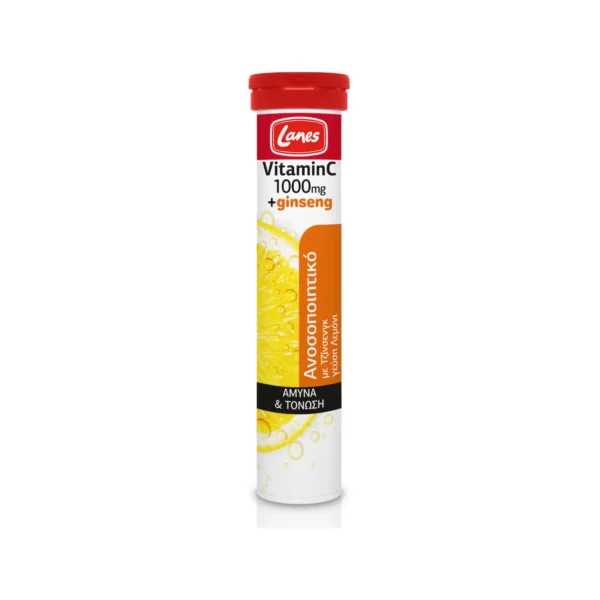 Lanes Vitamin C 1000mg + Ginseng Βιταμίνη C για Ανοσοποιητικό, Ενέργεια & Τόνωση, Γεύση Λεμόνι, 20 Αναβράζοντα Δισκία
