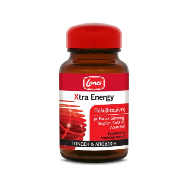 Lanes Xtra Energy Πολυβιταμίνη με Ginseng, Q10, Ταυρίνη & Λουτεΐνη για Τόνωση, 30 Ταμπλέτες Σταδιακής Αποδέσμευσης