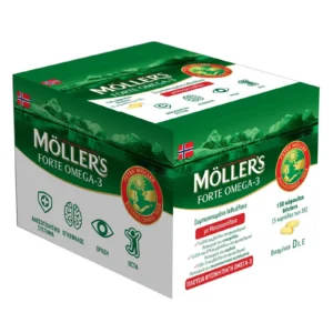 Möller’s Forte Omega-3 Ιχθυέλαιο & Μουρουνέλαιο με Βιταμίνη D3, 150 Κάψουλες (5×30)