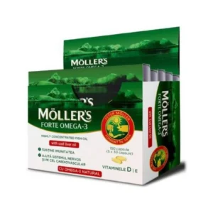 Möller’s Forte Omega-3 Ιχθυέλαιο & Μουρουνέλαιο με Βιταμίνη D3, 150 Κάψουλες (5×30)