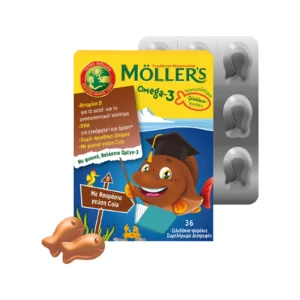 Möller’s Omega-3 Ζελεδάκια Ψαράκια για Παιδιά με Βιταμίνη D3 Χωρίς Ζάχαρη, Γεύση Cola, 36 Ζελεδάκια