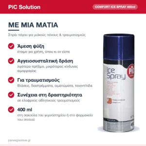 PiC Solution Comfort Ice Spray Σπρέι Πάγου για Μυϊκούς Πόνους & Τραυματισμούς 400ml – με μια ματιά