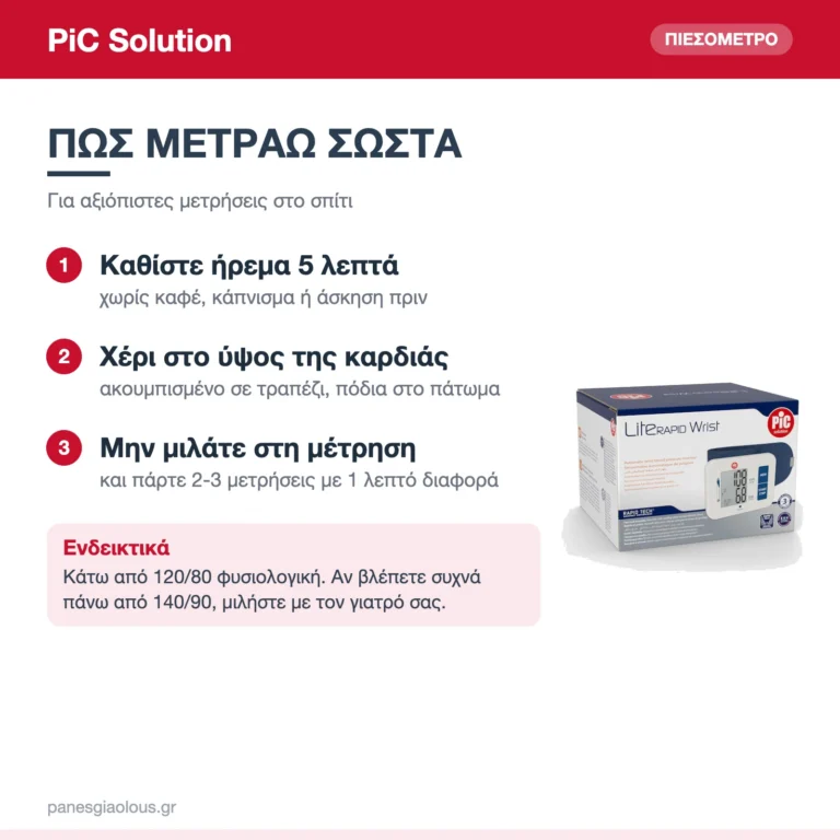 PiC Solution Lite Rapid Αυτόματο Ψηφιακό Πιεσόμετρο Καρπού με Ανίχνευση Αρρυθμίας – πώς μετράω σωστά