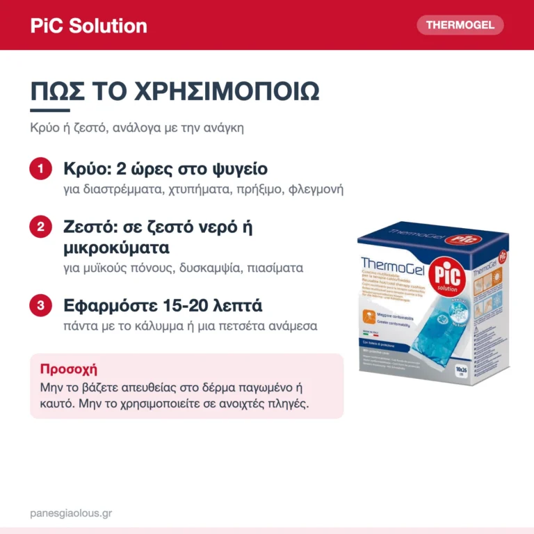 PiC Solution Thermogel Comfort Επίθεμα Gel Κρυοθεραπείας & Θερμοθεραπείας με Κάλυμμα 10×26cm – πώς χρησιμοποιείται