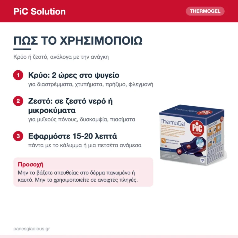 PiC Solution Thermogel Extra Επίθεμα Gel Κρυοθεραπείας & Θερμοθεραπείας 10×26cm – πώς χρησιμοποιείται