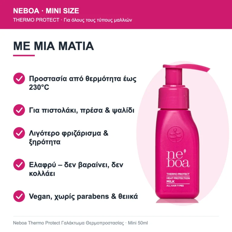 Neboa Mini Size Thermo Protect Γαλάκτωμα Θερμοπροστασίας Μαλλιών 50ml – με μια ματιά
