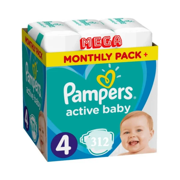 Pampers Active Baby Mega Monthly Pack No4 (9-14kg) 312 πάνες