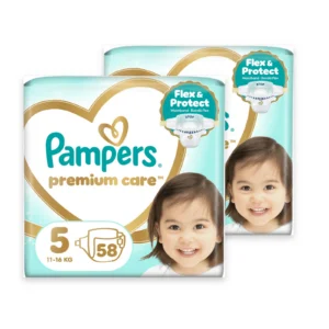 Pampers Premium Care No5 Mini Monthly – 2 συσκευασίες Jumbo Pack των 58