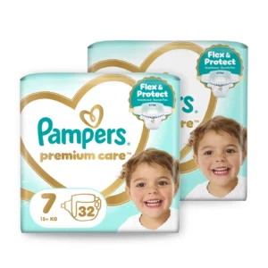 Pampers Premium Care Νο7 (15+kg) – Double Pack 64 πάνες – 2 συσκευασίες των 32