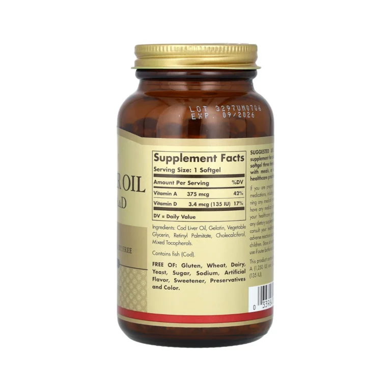 Ετικέτα συστατικών Solgar Cod Liver Oil